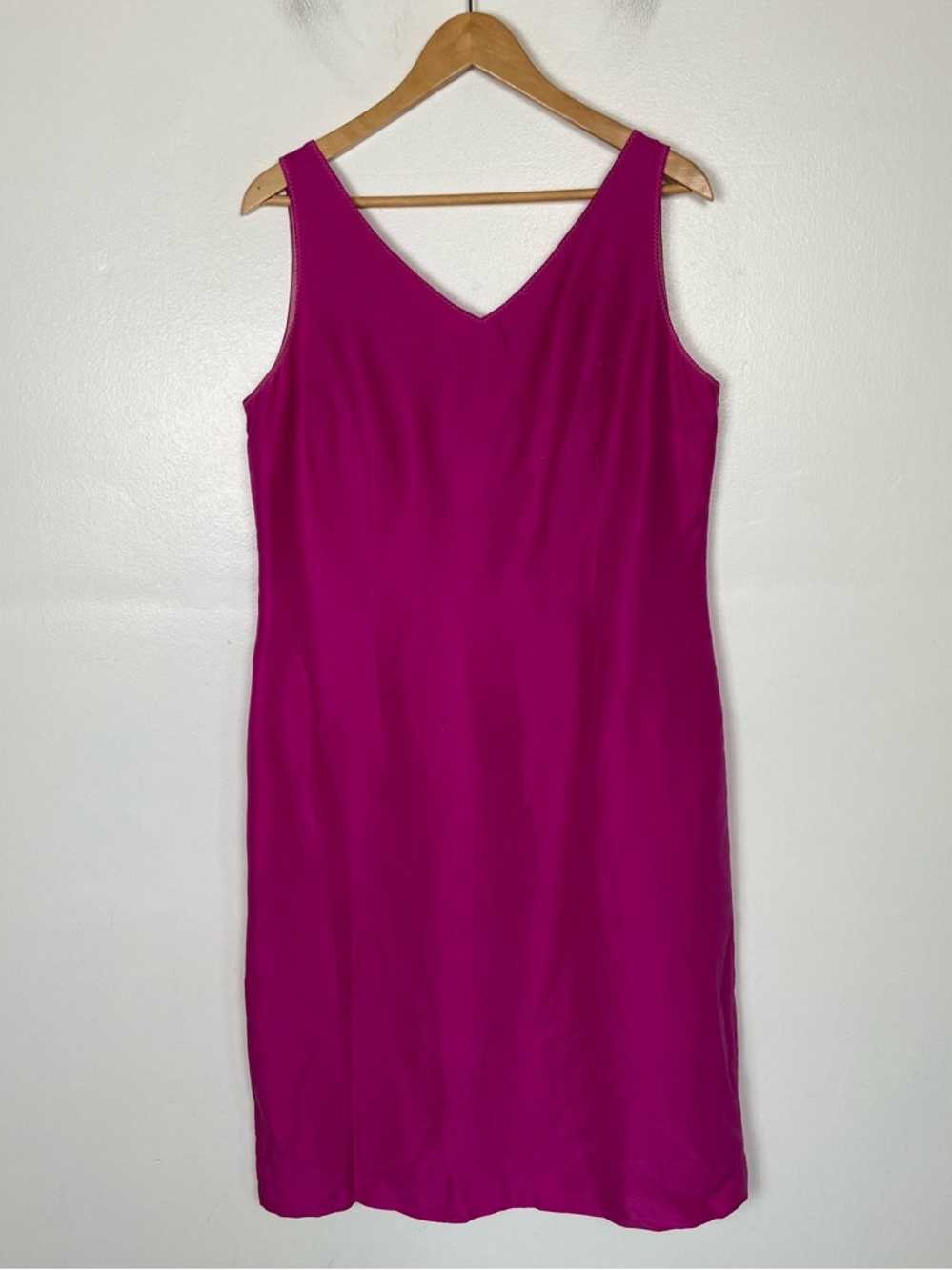 Eva Picone Silk Satin Midi Dress Size 14 Pink Weeding Guest V-Neck Elegant